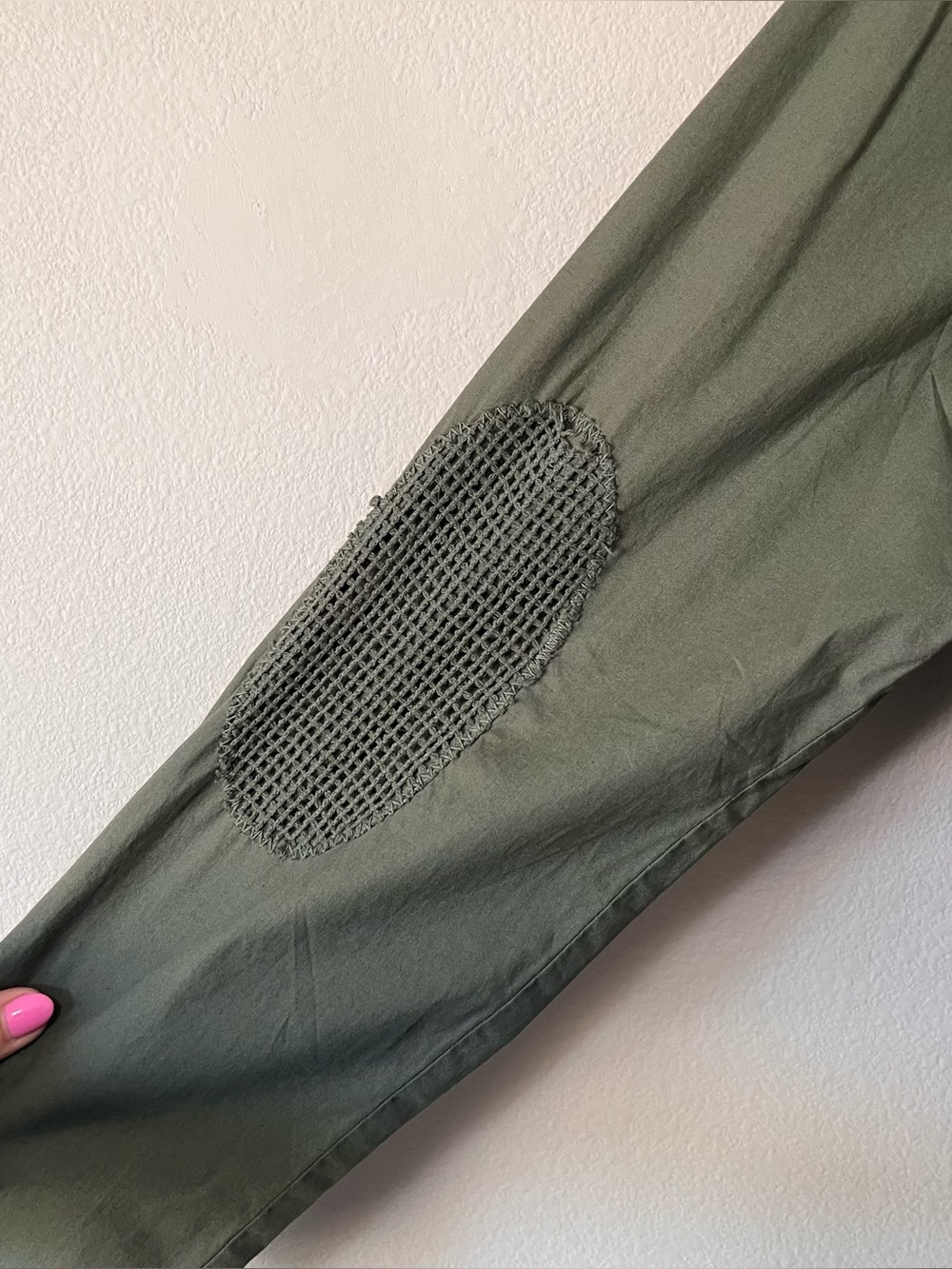 XCVI Army Green Full Zip Lightweight Utility Jacket Size XL Boho Pockets - Picture 7 of 10